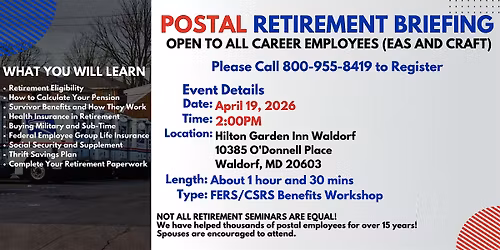 FERS Benefits Seminar - Waldorf - 04\/19\/26