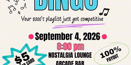 \ud83c\udfb6 2000s & 2010s Cash Music Bingo! \ud83c\udfb6  $5 per Card! 100% Payout! Free Fresh Cut Fry Night!