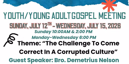YOUTH & YOUNG ADULT GOSPEL MEETING