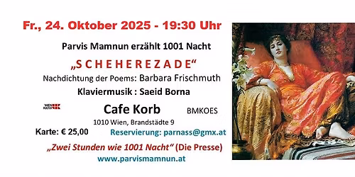 Der EINMALIGE Erz\u00e4hler PARVIS MAMNUN pr\u00e4sentiert: "SCHEHEREZADE" aus 1001 Nacht