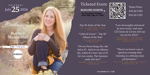 Singer\/Songwriter Brittany Jean @ Burdock Music Hall