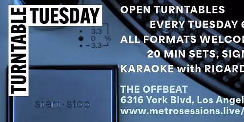 Turntable Tuesday! Open Turntables Every Week Before Karaoke