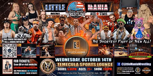 Temecula, CA - Little Mania Mini Wrestling @ Temecula Sports Lounge