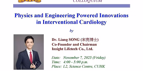 Colloquium by Dr. Liang SONG (Insight Lifetech Co., Ltd.)