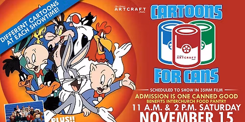 Cartoons for Cans + comedy from SCRAM - 11 a.m. & 2 p.m., Saturday, November 15