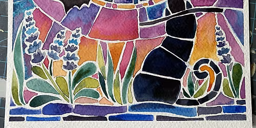 Witchy Moon Mosaic watercolor at The Vineyard at Hershey