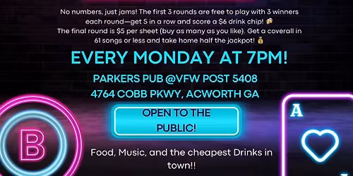 Soundcheck Music Bingo @ Parker\u2019s Pub - VFW Post 5408