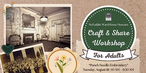Craft & Share Workshop for Adults \u2013 Punch Needle Embroidery