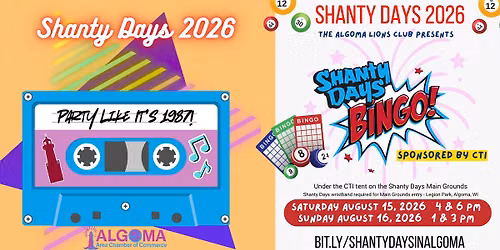 2026 Shanty Days BINGO hosted by the Algoma Lions Club - sponsored by CTI Hospitality Inc.