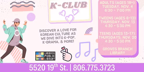 Tween K-Club at Groves Branch Library
