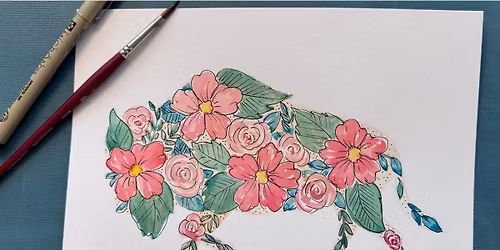 Floral Buffalo Watercolor Workshop