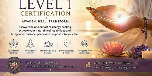 Reiki Healing Level 1 Hybrid Course  - August 29&30, 1:30-6pm each day