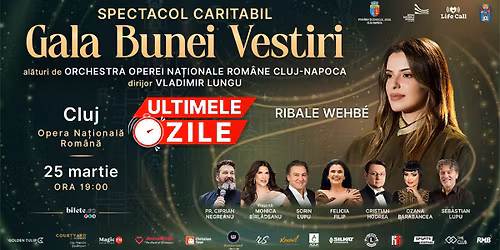 Cluj: Ribale Wehb\u00e9 & Felicia Filip la Gala Bunei Vestiri, spectacol caritabil, 25 martie