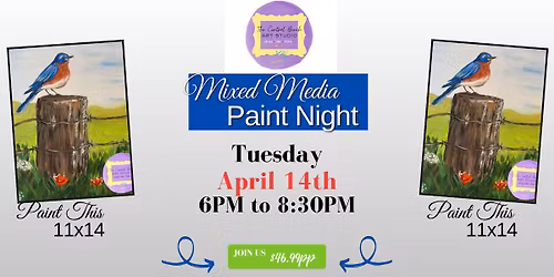 Mixed Media "Eastern Bluebird Meadow" Paint Night 