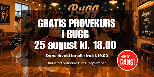 Dansekveld med gratis pr\u00f8vekurs i Bugg