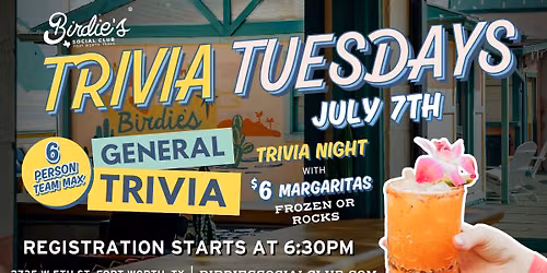 \ud83c\udf79 Trivia Tuesday @ Birdie\u2019s Social Club