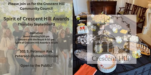 CHCC September Meeting, Dessert with the Mayor, and Spirit of Crescent Hill Awards