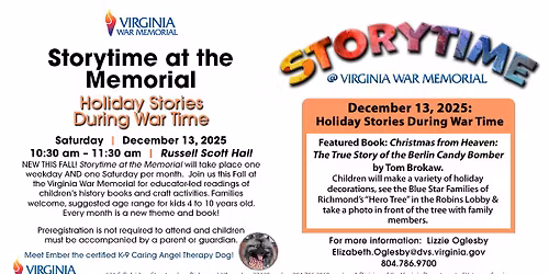 Storytime at the Memorial:  Holiday Stories During War Time