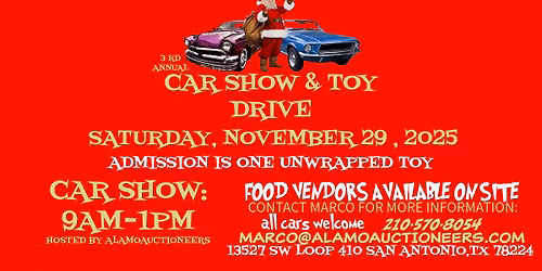 3RD ANNUAL CAR SHOW AND TOY DRIVE