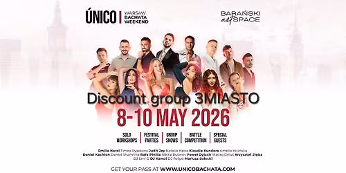 Discount group 3MIASTO for \u00danico Warsaw Bachata Weekend 8-10.05.2026