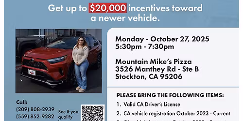 10\/27 - Vehicle Replacement Workshop - STOCKTON!