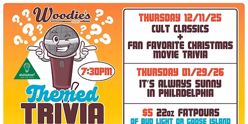 THEMED TRIVIA AND $5 FATPOURS OF BUD LIGHT OR GOOSE ISLAND JANUARY 29th