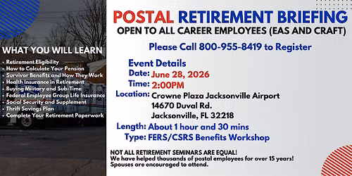 Postal Retirement Seminar - Jacksonville - 06\/28\/26