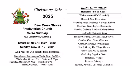 Deer Creek Shores Presbyterian Women\u2019s Sale