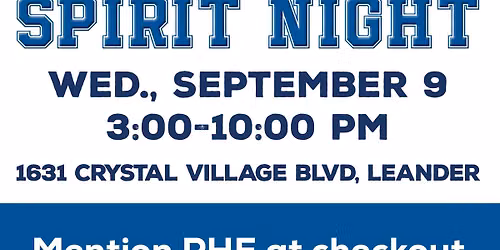 PHE Spirit Night at Culver's Leander