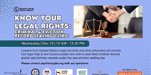 Know Your Legal Rights-- Criminal and Eviction Record Sealing Clinic