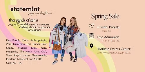STATEM!NT Pop Up Consignment for Adults - 40-80% Off Retail!