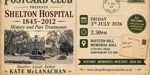 Shropshire Postcard Club talk on Shelton Hospital 1845-2012 History and Past Treatments 