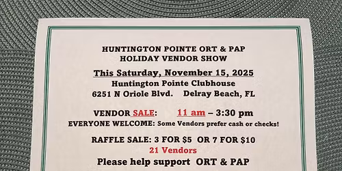 Huntington Pointe ORT & PAP annual Holiday Vendor Show