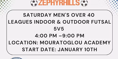 Saturday Men's 5v5 Over 40 indoor\/outdoor Futsal League