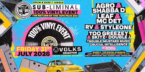 Vinyl Only D&B Event- Shabba D, MC Det, Leaf, Agro + more