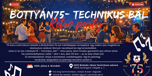 \ud83c\udf89 BOTTY\u00c1N75 \u2013 TECHNIKUS B\u00c1L \u2022 RETRO PARTY \ud83c\udfb8