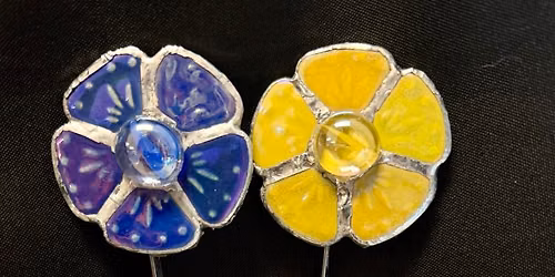 (2) Flower Stained Glass Plant Stakes - $45