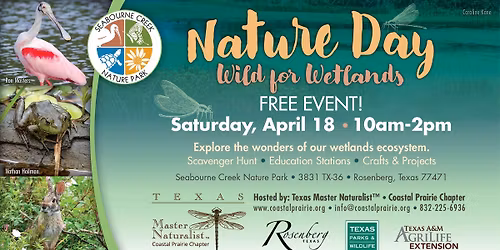 FREE Wild for Wetlands Nature Day, Saturday April 18th