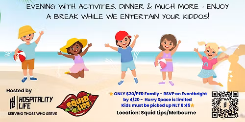 Parents Night Out - Hospitality workers - ONLY $20\/Family