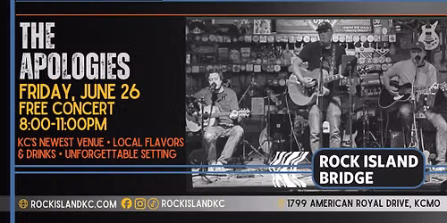 The Apologies: FREE Concert at Rock Island Bridge on Friday, June 26, 8-11PM