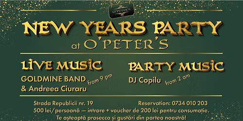 New Years Party with Live Music\/Goldmine Band&Andreea Ciuraru & AfterParty\/Dj Copilu