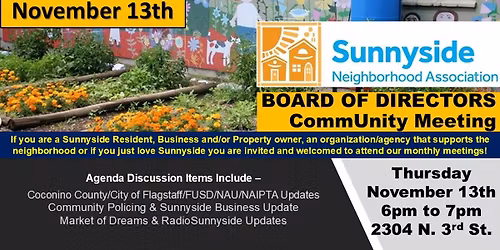 Sunnyside November Board of Directors & Community Meeting