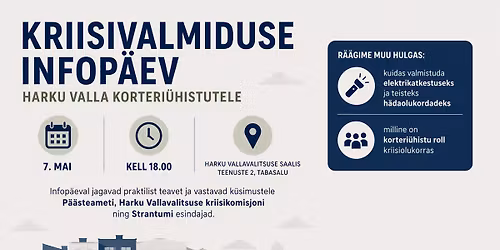 Kriisivalmiduse infop\u00e4ev Harku valla korteri\u00fchistutele