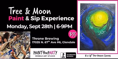 Tree & Moon  Paint & Sip Experience