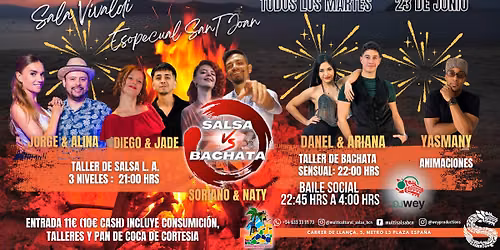 SALSA VS BACHATA: TALLERES DE SALSA L.A. Y BACHATA SENSUAL+SOCIAL @SALA VIVALDI, ESPECIAL SANT JOAN