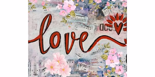 Love Blossoms, Mixed Media Floral Collage on Canvas