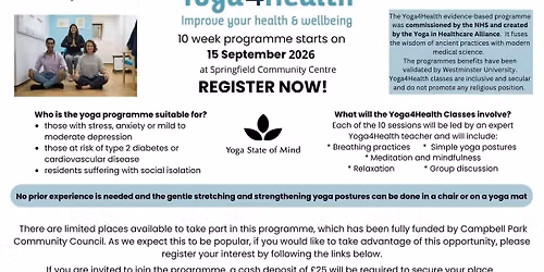 Yoga4Health 10-weeks funded yoga course at Springfield Community Centre