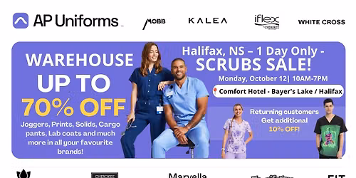 Warehouse Scrubs Sale \u2013 Halifax, NS \u2013 1 Day Only