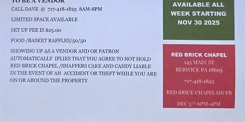 RED BRICK CHAPEL ANNUAL CRAFTSHOW