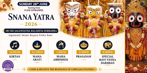 Snana Yatra & Hati Vesha Darshan | Sun 28th June 2026
